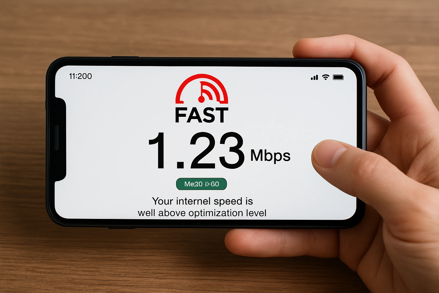 Smartphone displaying a fast loading website