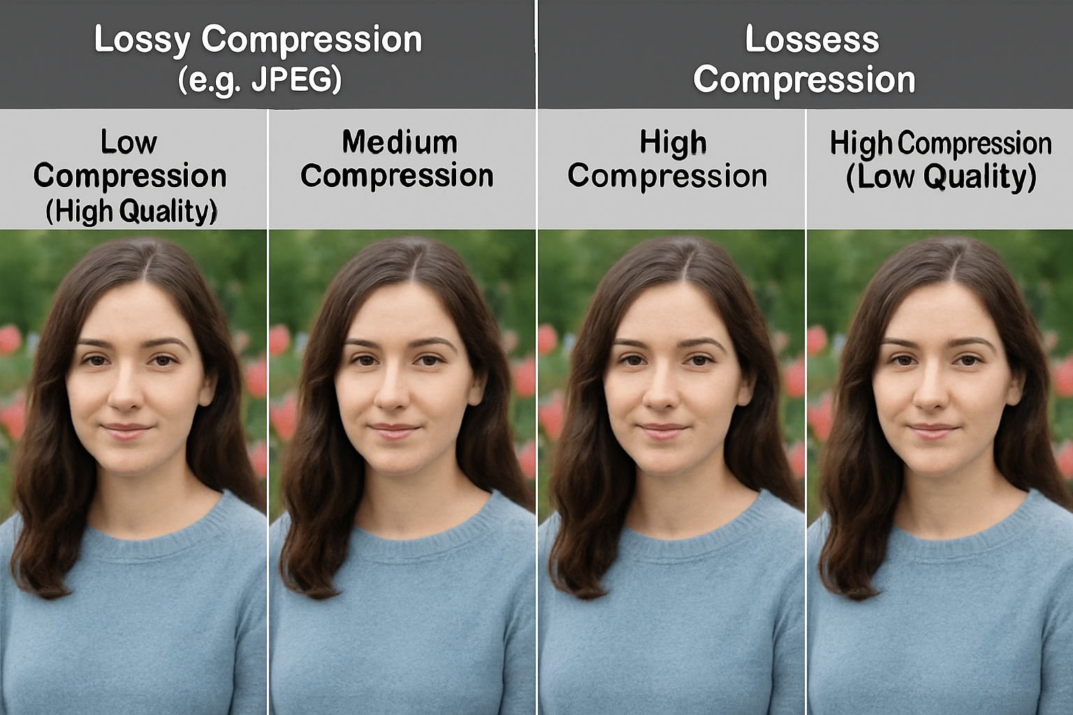 Visual comparison of image compression